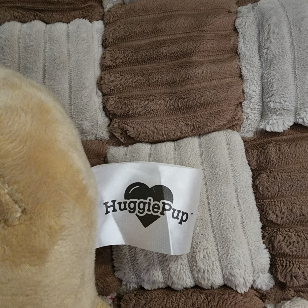 HuggiePup Plush Dog Toy - Brown and Cream